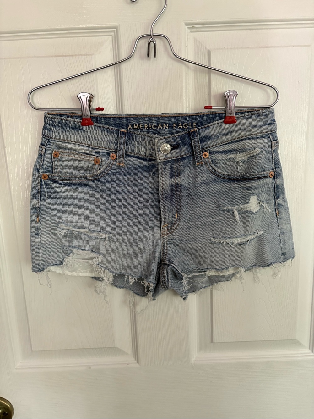 American Eagle Outfitters Distressed Light Blue Denim Cutoff Shorts